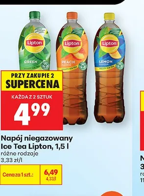 Napój niegazowany Ice Tea Lipton Green promocja w Biedronka