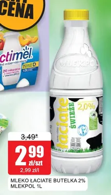 Mleko Łaciate butelka Mlekpol 2% promocja w Bingo