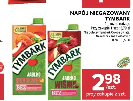 Napój niegazowany Tymbark promocja w Stokrotka