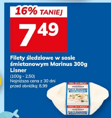 Filety śledziowe w sosie śmietanowym Marinus 300g promocja w Hitpol