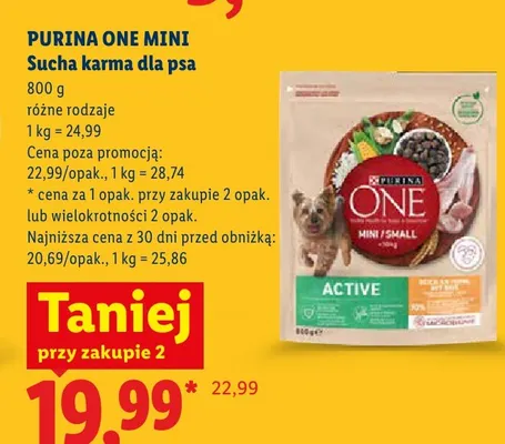 Sucha karma dla psa Purina One Mini promocja w Lidl