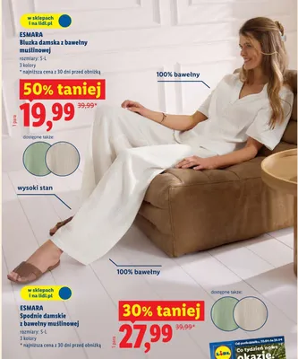 Spodnie damskie z bawełny muślinowej Esmara promocja w Lidl