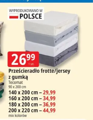 Prześcieradło frotte/jersey z gumką Tecomat 90x200cm promocja w Leclerc