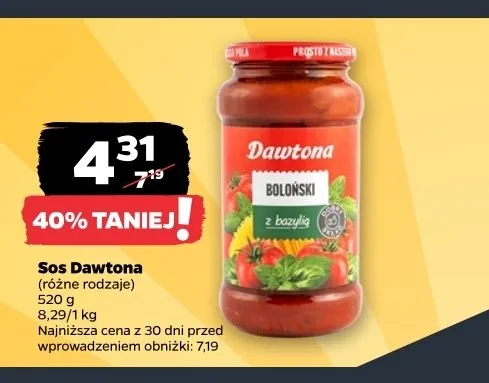 Sos Boloński z bazylią Dawtona promocja w Netto