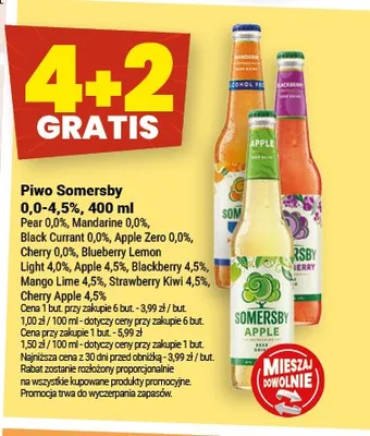 Piwo Somersby Mandarine 0.0% promocja w Twój Market