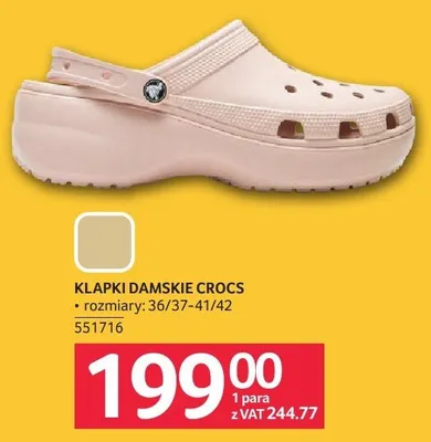 Klapki damskie Crocs różowe promocja w Selgros