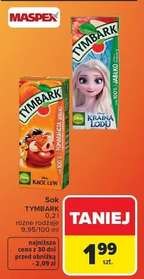 Sok Król Lew pomarańcza - jabłko promocja w Carrefour