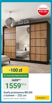 Szafa przesuwna Belini z lustrem - 232 cm promocja w ERLI