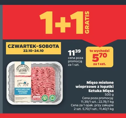 Mięso mielone wieprzowe z łopatki Sztuka Mięsa promocja w Netto
