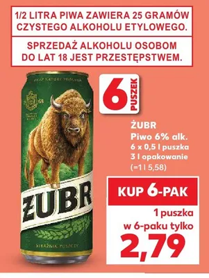 Piwo Żubr 6-pak promocja w Kaufland