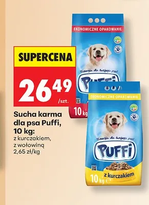 Sucha karma dla psa Puffi z kurczakiem promocja w Biedronka