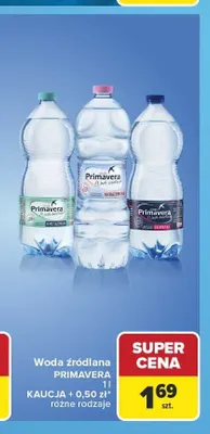 Woda źródlana Primavera 1 l promocja w Carrefour