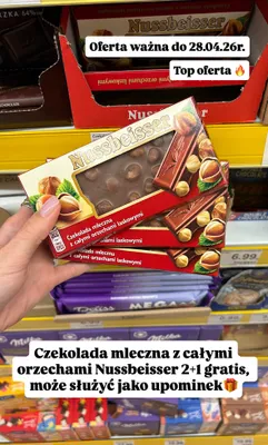 Czekolada mleczna z całymi orzechami E. wedel luksusowa promocja w Dino