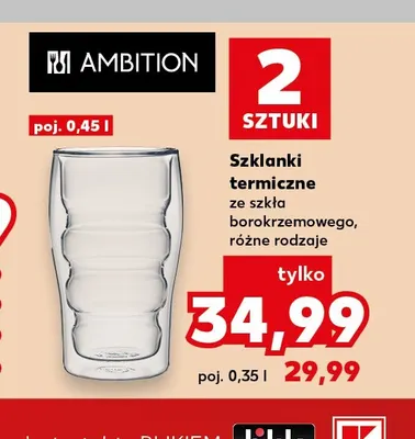 Szklanki termiczne ze szkła borokrzemowego 2-pak 0,45 l Ambition promocja w Kaufland