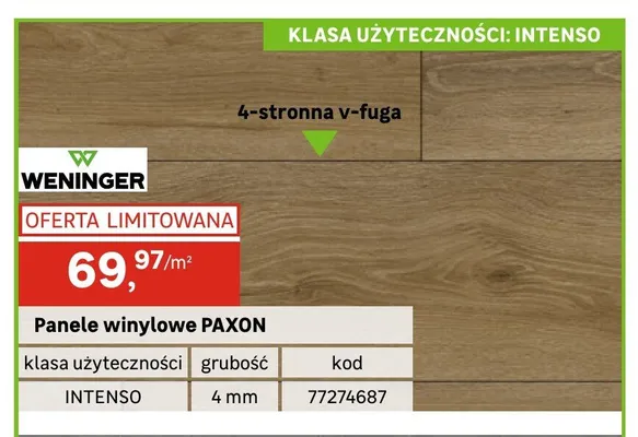 Panele winylowe PAXON WENINGER klasa użyteczności INTENSO grubość 4mm promocja w Leroy Merlin