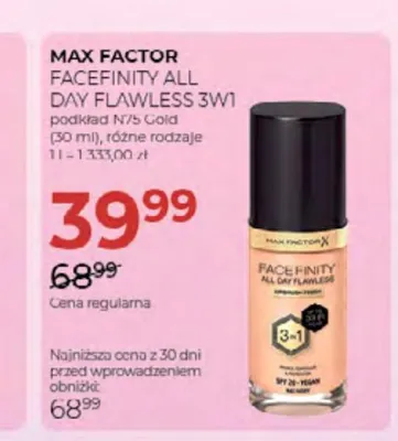 Podkład Max Factor Facefinity All Day Flawless 3w1 N75 Gold promocja w Drogerie Jawa