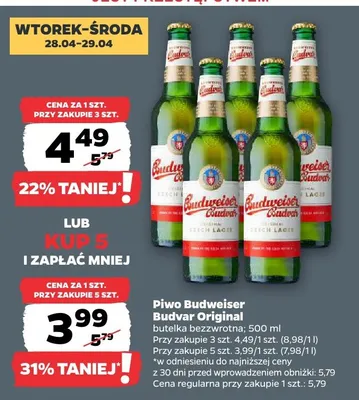 Piwo Budweiser Budvar Original promocja w Netto