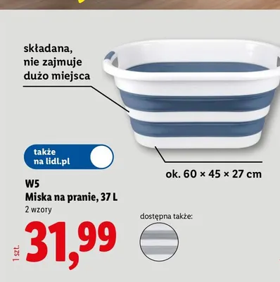 Miska na pranie składana W5 37 l 60x45x27 cm promocja w Lidl