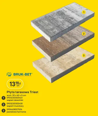 Płyta tarasowa Triest 30x60x5 cm Bruk-Bet promocja w Castorama
