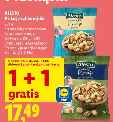 Pistacje kalifornijskie prażone Alesto promocja w Lidl