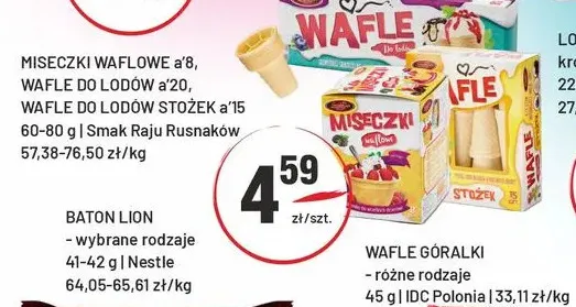 Wafle do lodów stożek Smak Raju Rusnaków promocja w Sedal