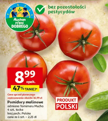 Pomidory malinowe odmiana Tomimaru Mucho polskie promocja w Auchan
