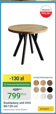Rozkładany stół OVO 80/130cm promocja w ERLI