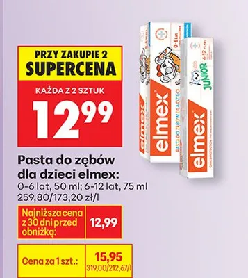 Pasta do zębów dla dzieci Junior promocja w Biedronka