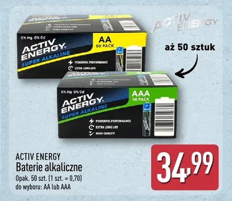 Baterie alkaliczne Aaa Activ Energy 50-pak promocja w Aldi
