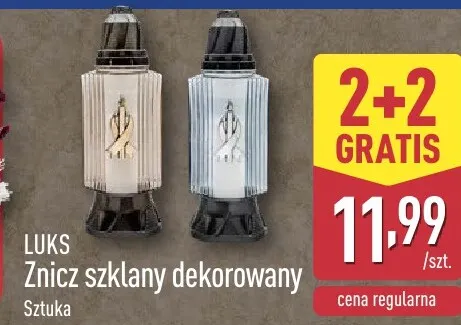 Znicz szklany dekorowany Luks promocja w Aldi