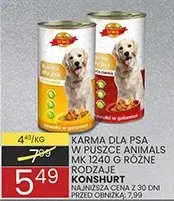 Karma dla psa Mono Animals 1240 g różne rodzaje Konspurt promocja w Wafelek