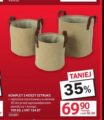 Komplet 3 koszy Sztruks promocja w Selgros