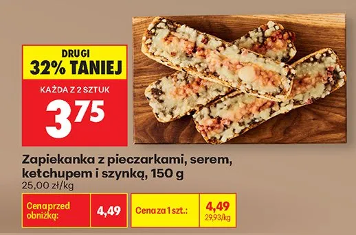 Zapiekanka z pieczarkami serem ketchupem i szynką promocja w Biedronka