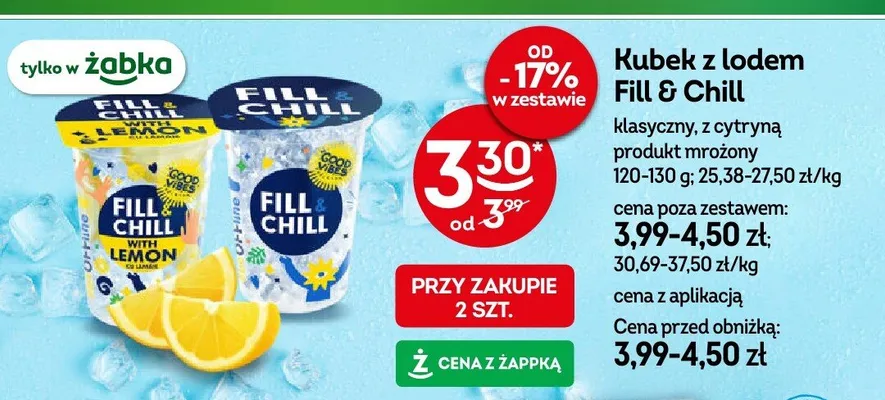 Kubek z lodem Fill & Chill klasyczny, z cytryną promocja w Żabka