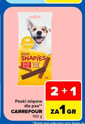 Paski mięsne dla psa Carrefour Companino Duo Snapies promocja w Carrefour