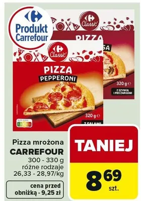 Pizza mrożona CARREFOUR 300-330g różne rodzaje promocja w Carrefour