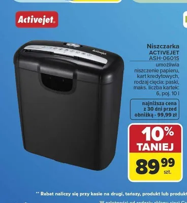 Niszczarka Activejet ASH-0601S promocja w Carrefour