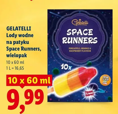 Lody wodne na patyku Space Runners, wielopak promocja w Lidl