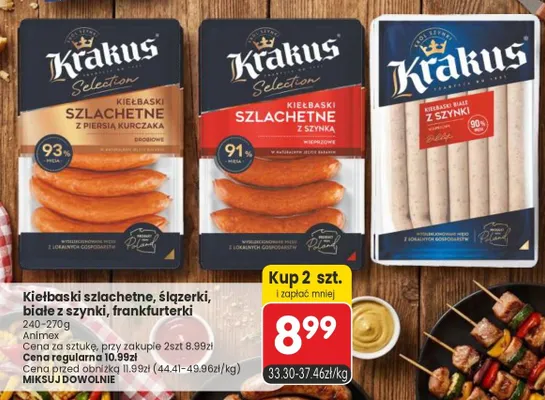 Kiełbaski szlachetne z piersią kurczaka Krakus promocja w Market Point