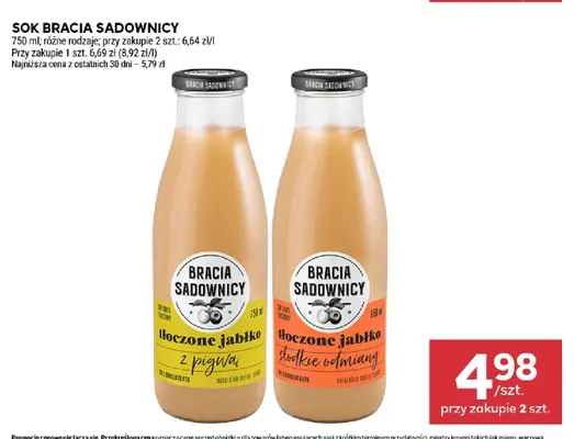 Sok tłoczone jabłko z pigwą Bracia Sadownicy promocja w Stokrotka