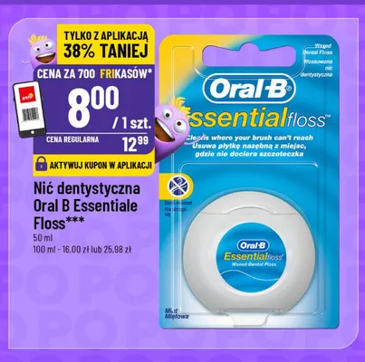 Nić dentystyczna Oral-B Essential Floss promocja w POLOmarket