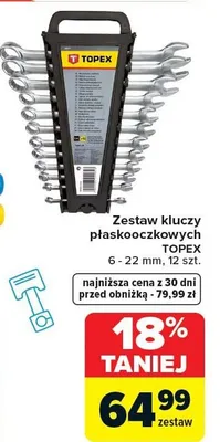 Zestaw kluczy płaskooczkowych 6 - 22 mm, 12 szt. promocja w Carrefour