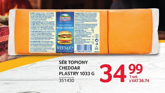 Ser topiony cheddar plastry Hochland promocja w Selgros