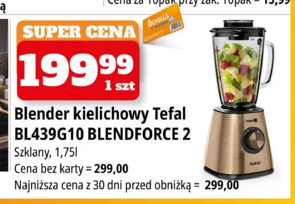 Blender kielichowy Tefal BL439G10 BLENDFORCE 2 promocja w Leclerc