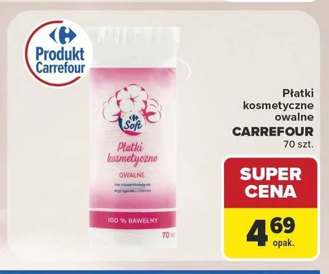 Płatki kosmetyczne owalne Carrefour Soft promocja w Carrefour Market