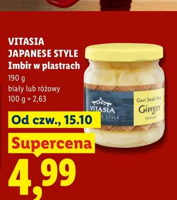 Imbir w plastrach różowy Vitasia Japanese Style promocja w Lidl