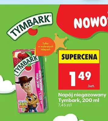 Napój niegazowany Tymbark jabłko wiśnia truskawka malina promocja w Biedronka
