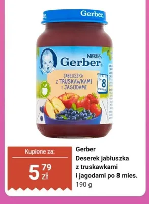 Deserek Gerber jabłuszka z truskawkami i jagodami po 8 mies. promocja w Biedronka