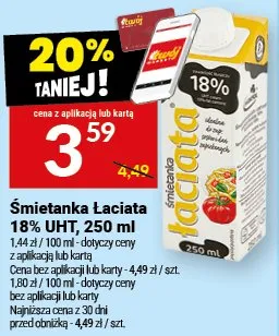 Śmietanka Łaciate 18% UHT promocja w Twój Market