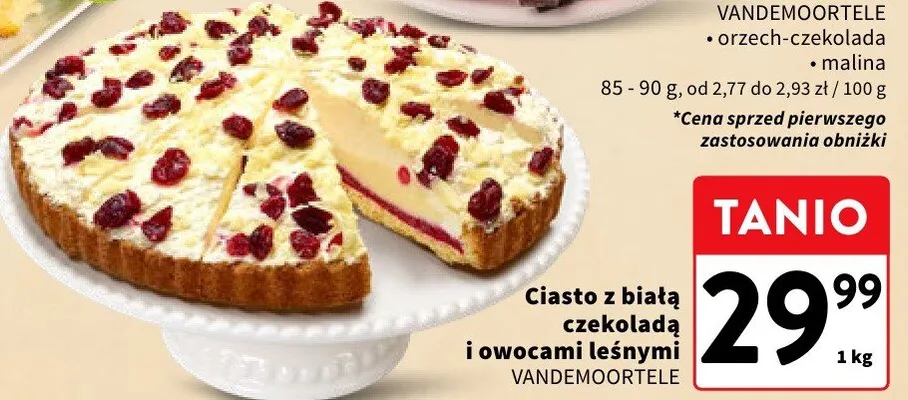 Ciasto z białą czekoladą i owocami leśnymi Vandemoortele promocja w Intermarche